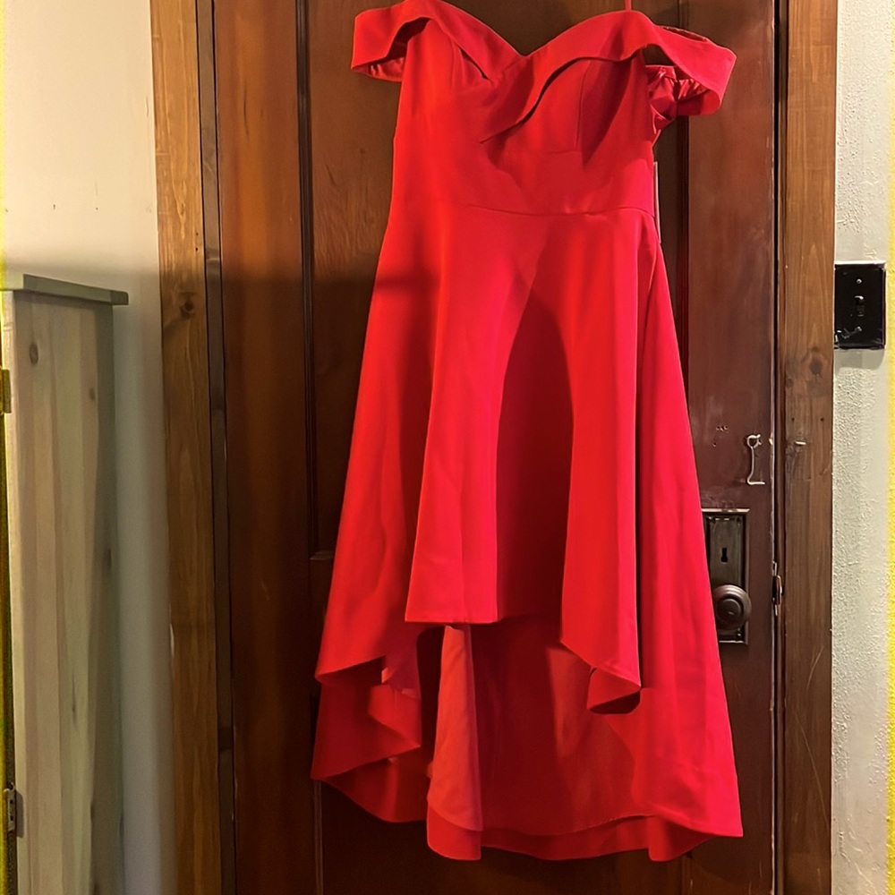 Aidan Mattox, never worn, off the shoulder high low dress. Originally $245